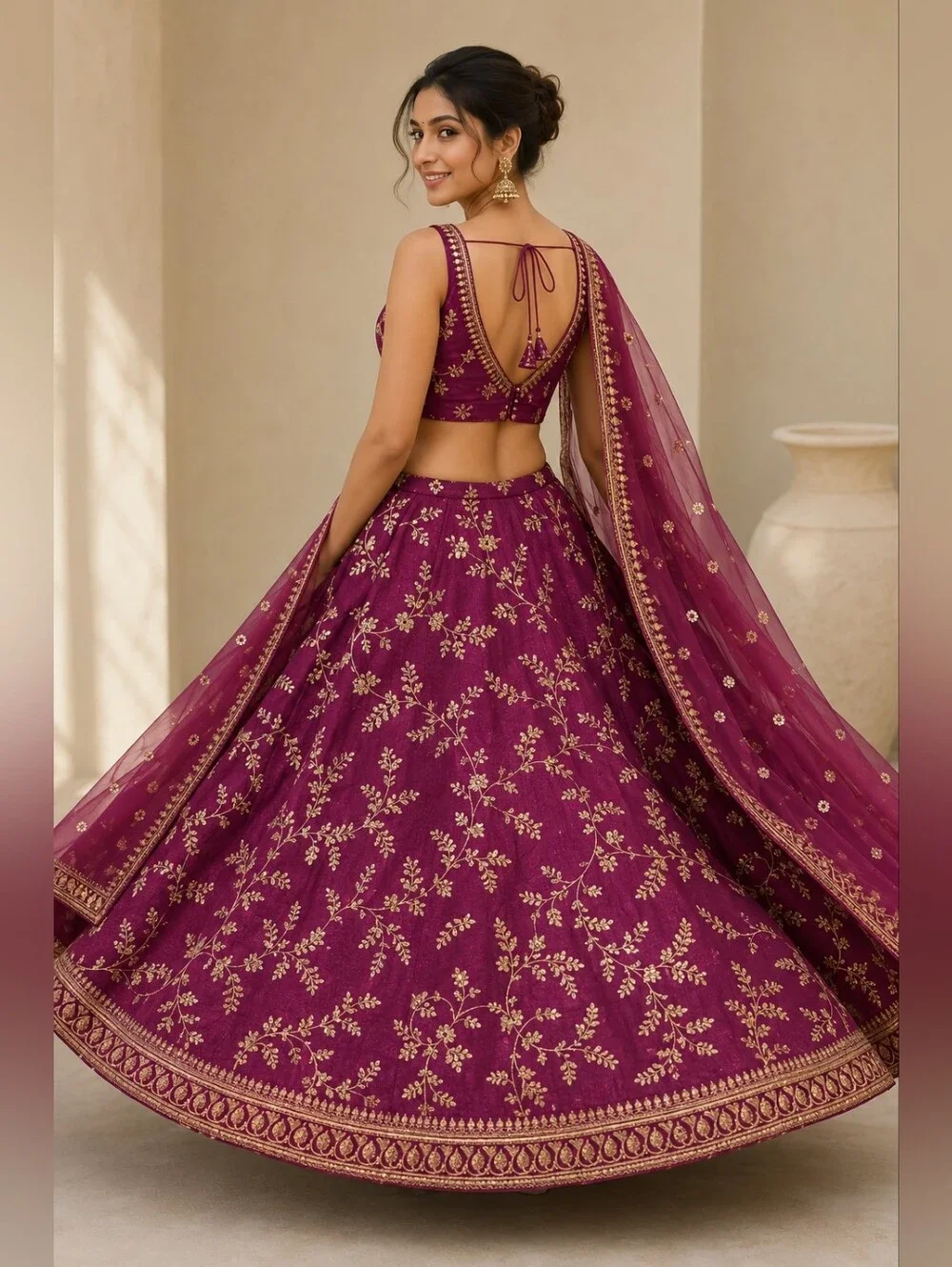 Deep Purple Embroidered Lehenga Choli – US 6 Small